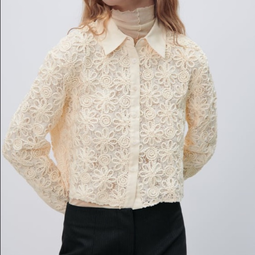 Elegant Cream Lace Women's Top